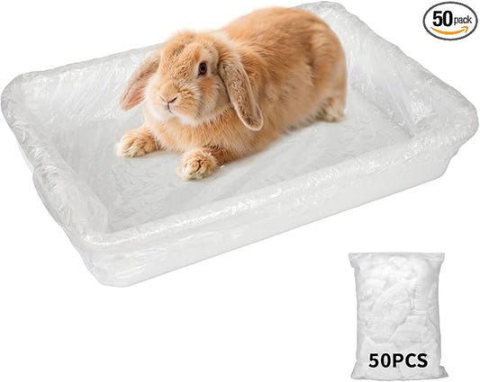 BESNEW Small Animal Bedding & Litter,50 pcs Disposable Rabbit Cage Liner Bags 3s Quick Clean for Bunny Cat Guinea Pig Ferret Chinchilla