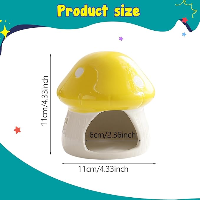 Baoblaze Ceramic Hamster House Habitat Multifunction Cute Hamster Hide Bed Cave for Chipmunk Small Animals Dwarf, Yellow