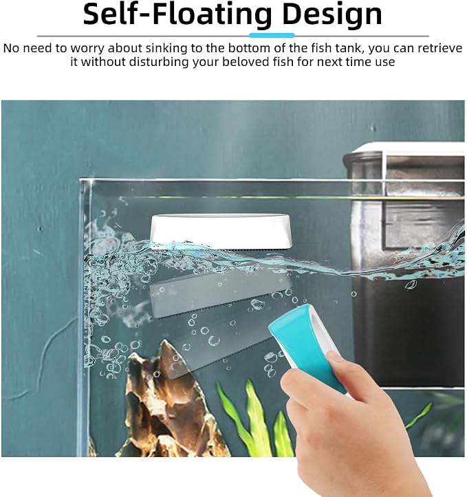 DaToo 2 Pieces Aquarium Magnetic Brush Glass Fish Tank Algae Scrapers Glass Cleaner Floating Scrubber Aquarium Clean Brush (Size M)
