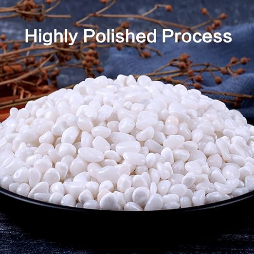 6.0 LB White Polished Pebbles 3/8", Natural Decorative Smooth River Rocks, Gravel Size White Small Pebble Stone for Succulent, Bonsai, Potted Plants, Landscaping, Fairy Garden, Aquarium