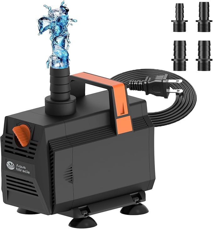 AquaMiracle 880GPH Submersible Water Pump Pond Pump(3330L/H, 45W), Water Fountain Pump Aquarium Water Pump with Flow Control for Fish Tank, Waterfall, Statuary, Filtration, Water feature, Hydroponics