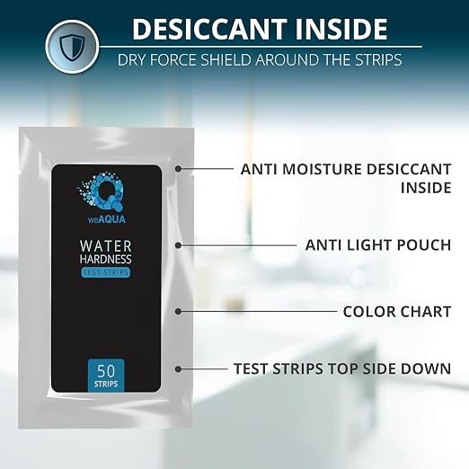 Water Hardness Test Kit - DoubleCheck 50 Strips - Hard Water Testing Kit – Tests Calcium & Magnesium (0–425 PPM) – for Tap, Well, Drinking, Pool, Spa & Dishwasher