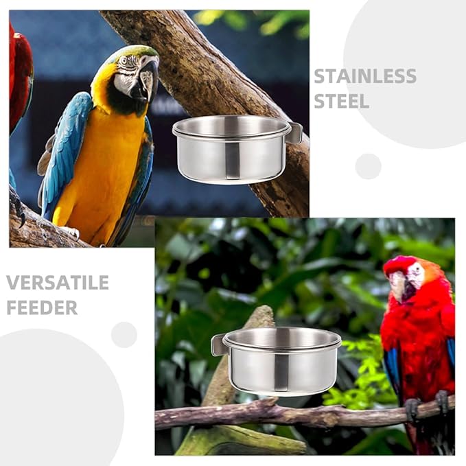 4pcs Stainless Steel Bird Bowls for Cage Feeding, 10cm Small Pet Food and Water Dishes, Sturdy Coop Cups for Parakeets, Small Parrots, and Small Birds