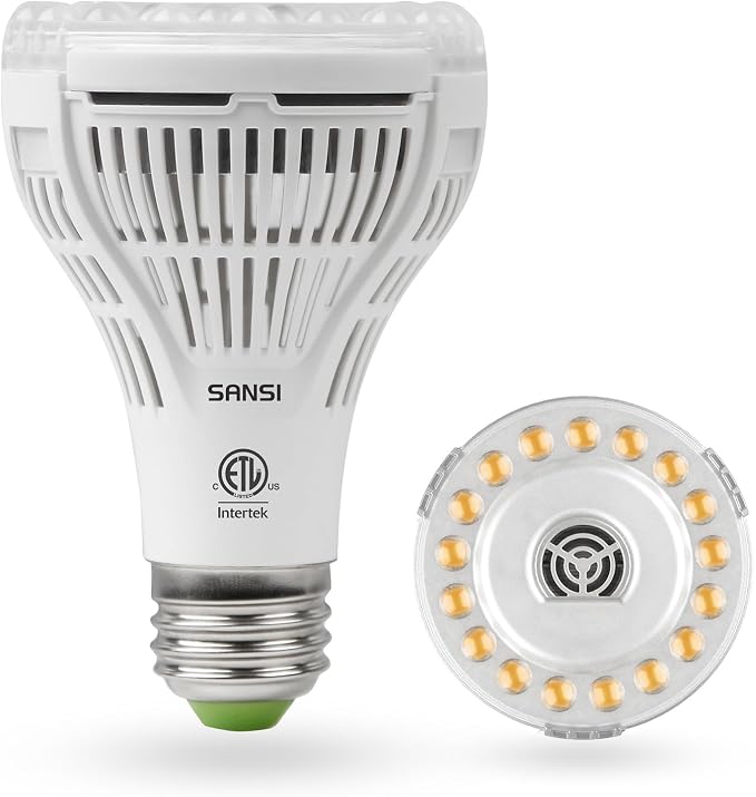 SANSI Grow Lights for Indoor Plants, 15W Full Spectrum A19 Grow Light Bulb | 200 Watt Equivalent Plant Light Bulb, 4000K Natural Daylight Full Spectrum, Optical Lens for High PPFD, ETL Listed