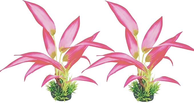 2 Pack Silk Aquarium Plants, 8 Inch Fish Tank Decor | Artificial Fish Tank Plants, Stable Rock Base, Soft Fabric Leaves, For Betta, Goldfish, Tropical Freshwater Aquariums