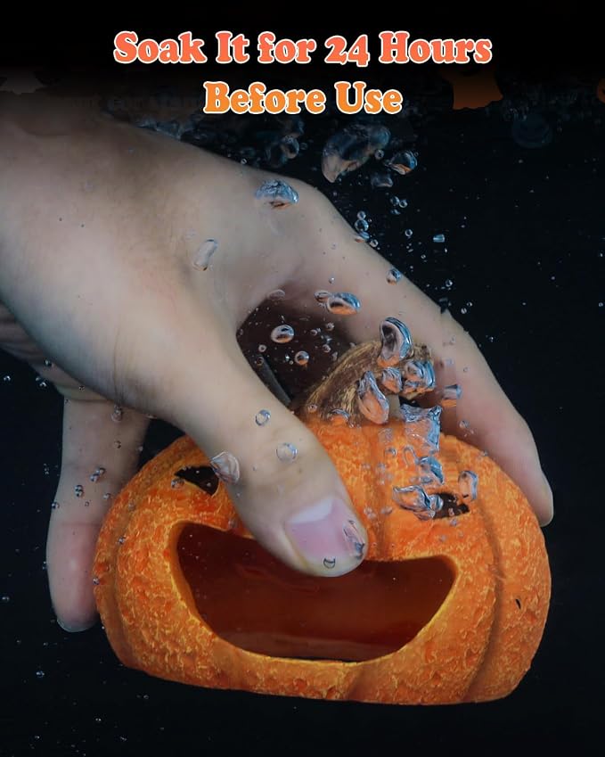 Uniclife Halloween Aquarium Decoration Resin Pumpkin House Ornament Halloween Fish Tank Pumpkin Decoration for Aquarium Landscape Reptile Hideout Hideaway Spawning Cave for 5-20 Gallon Fish Tanks