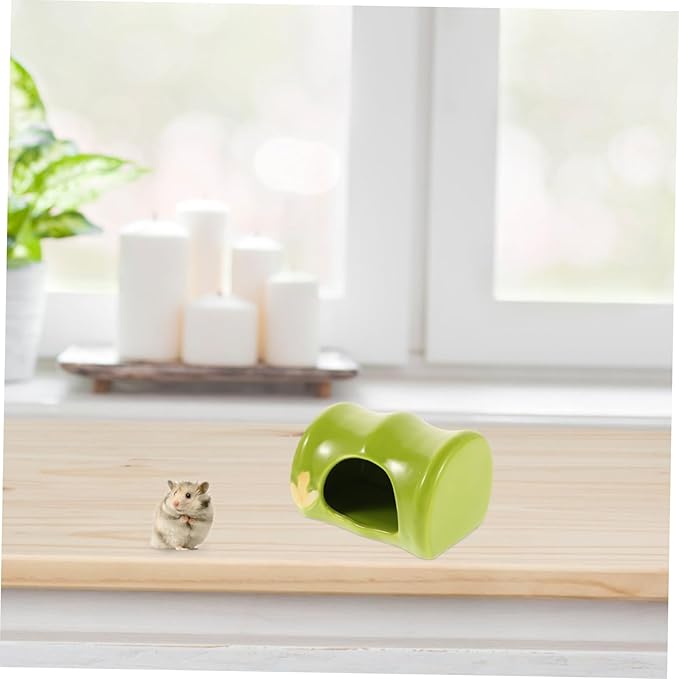 Ceramic Hamster Habitat Hideout Design Small Pet Cave Hamster House Gerbil Hideaway with Smooth Surface Easy-Clean Summer Accessory for Rats and Small Animals