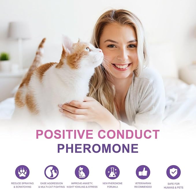 Cat Calming Diffuser Refill Kit - 35 Days Pheromone Formula to Relieve Stress, Reduce Scratching, Urine Spraying & Hiding - for Cats & Kittens