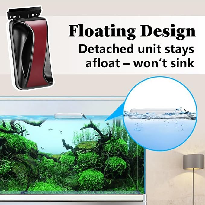 MiOYOOW Magnetic Fish Tank Cleaner, Double Sided Scrubber with Algae Scraper Blade Strong Magnet Floating Brush for 0.9/1.8cm Aquarium