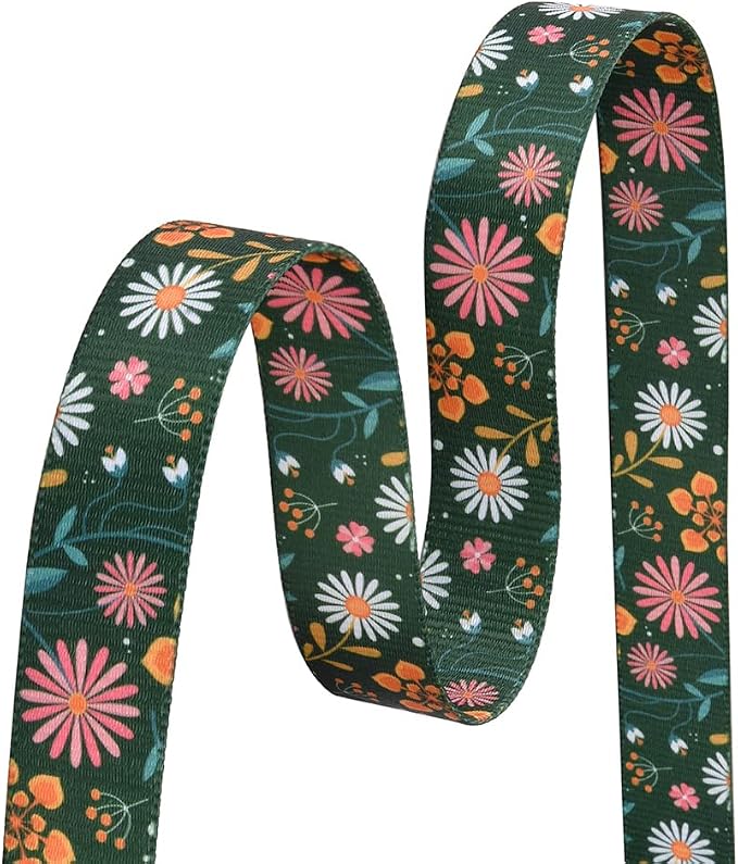Mihqy Dog Collar and Leash Set with Bohemia Floral Tribal Geometric Patterns - Soft Ethnic Style Collar Adjustable for Small Medium Large Dogs(Dark Green Flower Set,M)