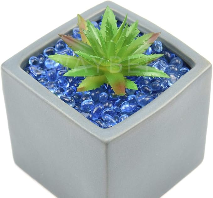 WAYBER 1 Lb Tumbled Sea Glass Pebbles Decorative Glass Stones, Light-Blue | Vivid Long-Lasting Hues, Lustrous Polished Finish, Non-Toxic Material, Ideal for DIY Crafts & Home Decorations