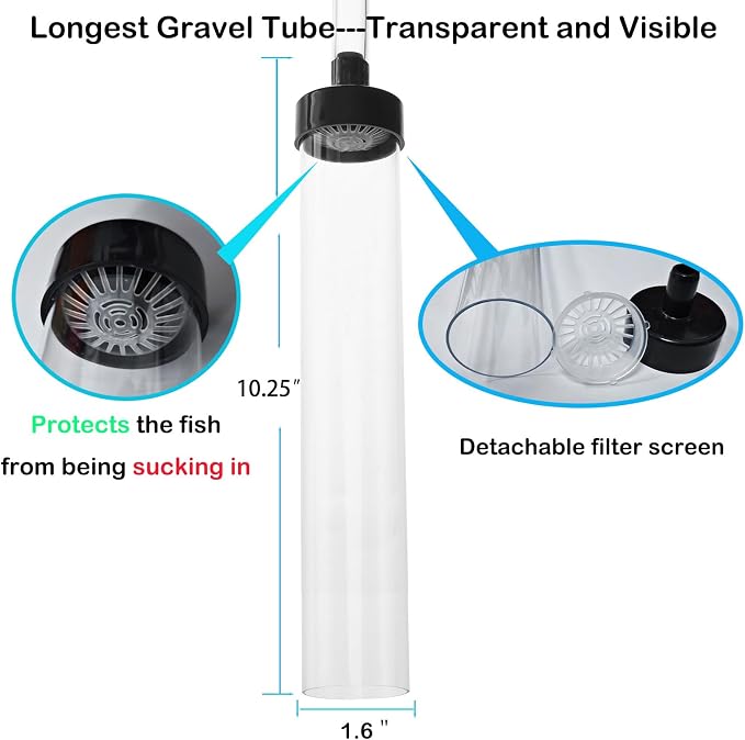 Seltome 7ft-L Aquarium Siphon Vaccum Cleaner Fish Tank Water Changer for Cleaning Gravel & Sand