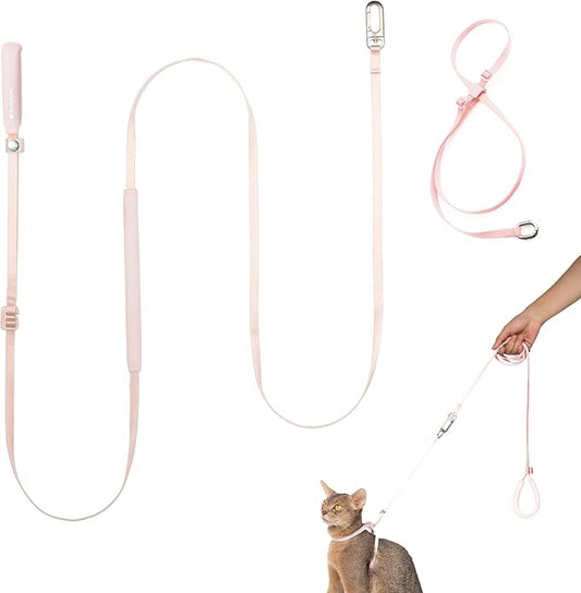 Cat Harness and Leash Set, Escape Proof Cat Harness Lightweight Leash with Padded Handle, Adjustable Leash Harness for Kitten>4lbs Small Large Cats Walking Training (Blush Pink, S)