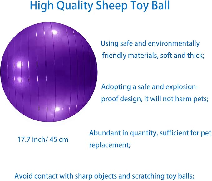 3 Pieces Pet Goat Ball Lamb Toy Horse Ball Dog Training Exercise Ball Toy with Inflator Pump for Pet Dogs Goats Horses to Play in Outdoor Entertainment (Pink, Purple, red)