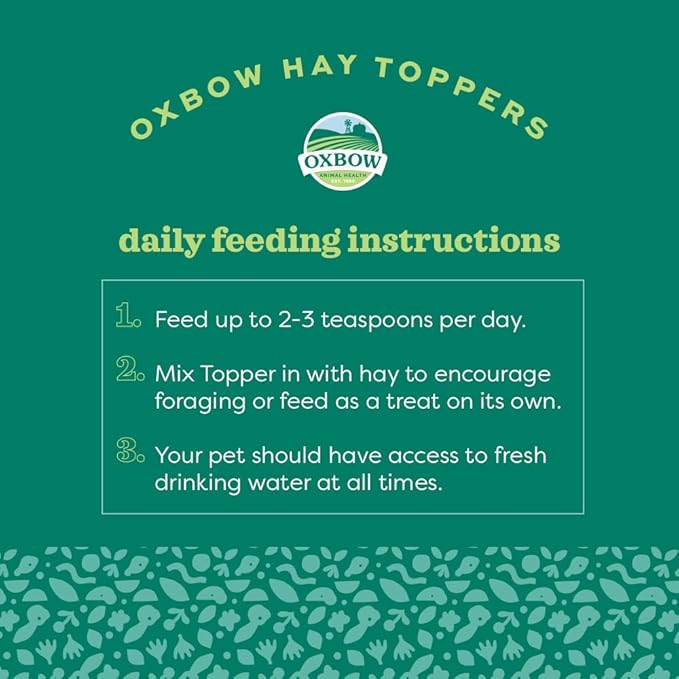 Oxbow Hay Toppers Garden Blend, Bunny Treats, Foraging Enrichment for Rabbits, Chinchillas, Guinea Pigs, and Other Small Herbivores, Timothy Hay Topper, Premium Rabbit Food Additive, 2oz