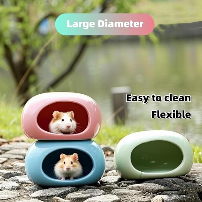 Ceramic Hamster Hideout Large Cool Summer Cute Guinea Pig Bed House for Dwarf Hamsters, Mices, Gerbils and Small Pets (Pink,M)