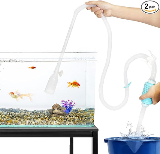 TERA PUMP 2 Pack Fish Tank Gravel Cleaner Siphon for 10-20 Gallon | Manual Water Pump, BPA-Free, Water Change Siphon Hose