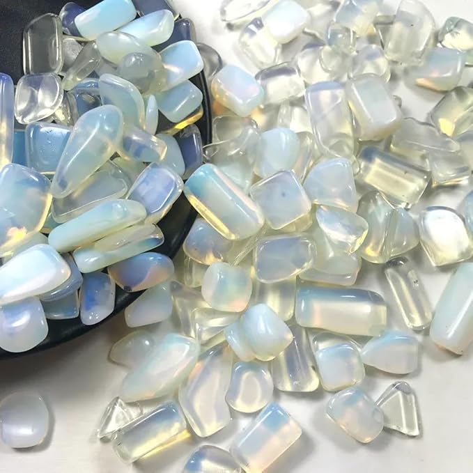 Erliway 100g Natural Opal Crystal Chips 7-9mm Tumbled Stones | Small Crushed Crystal Stone, Polished Crystals Chips for Fish Tank, Healing Tumbled Rocks for Reiki Jewelry Making Home Décor