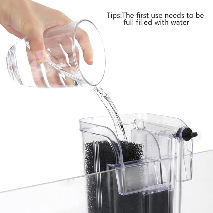 HIERYAN Fish Tank Small Filter Small Aquarium Filter，for 1 to 8 Gallons | Small Submersible Hanging Fish Tank Filter