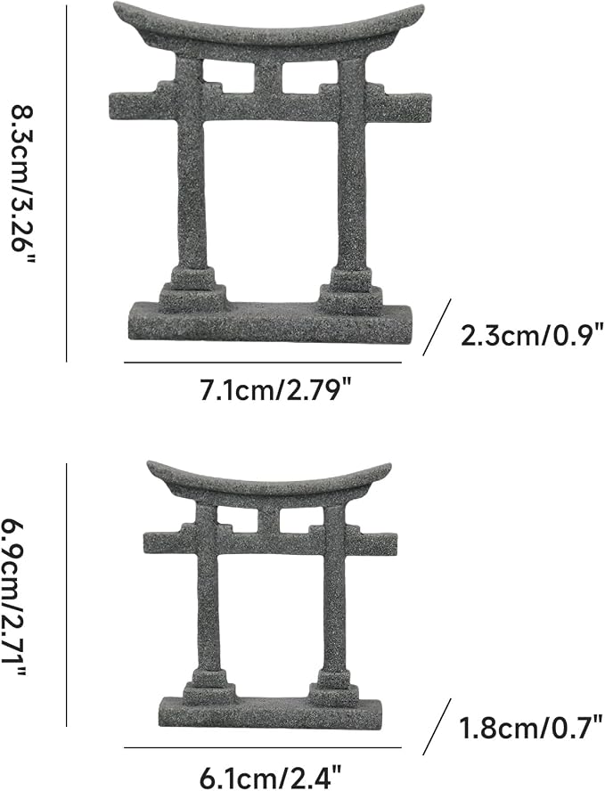 Fish Tanks Decoration Aquariums Japanese Torii Gate Ornament Garden Landscape Hideouts Cave House Dollhouse Accessories, 6.1x1.8x6.9cm