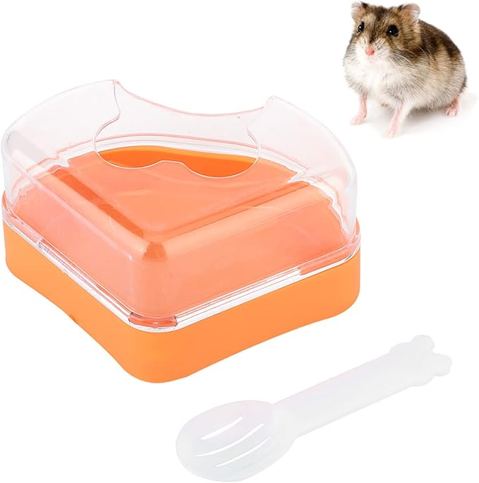 Health Gear Corner Toilet for Hamster with Roof, Hamster Sand Bathroom with Scoop, Hamster Sandbox, Plastic Sand Bath Container, Corner Toilet Tray for Hamster Totoro Chinchilla