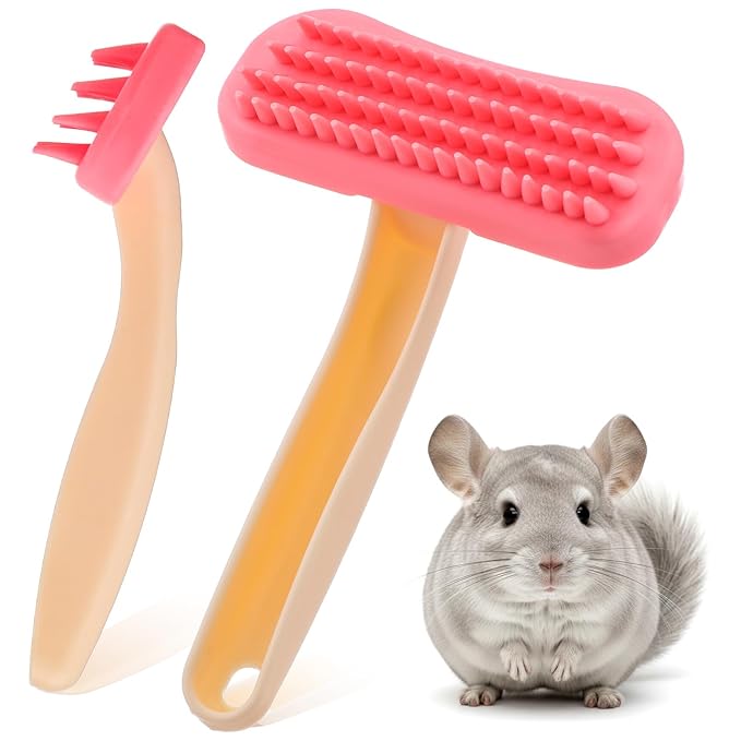 2Pcs Bunny and Guinea Pig Brush, Rabbit Grooming Brush Kit, Soft Silicone Bunny Brushes for Small Pets, Cats, Dogs, Kittens