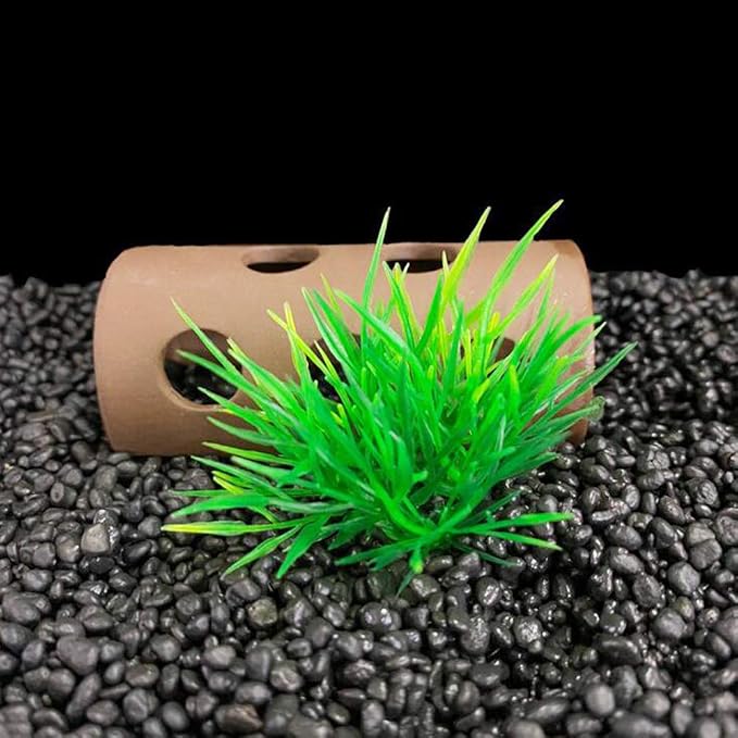 Aquarium Plant Fish Tank Decoration 20 Pieces Small/1" Tall Plastic Artificial Plant Goldfish Hidden Mini Grass Set (Green-C)
