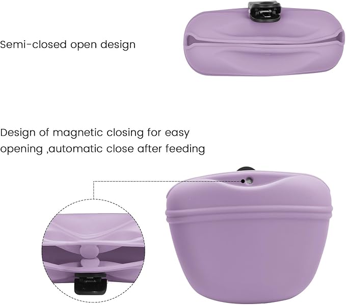 AUDWUD Silicone Dog Treat Pouch,With Dog Training Clicker,Clip on Portable Training Container,Convenient Magnetic Buckle Closing and Upgraded Waist Clip for Enhanced Stability