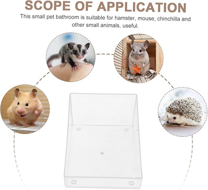 Happyyami Hamster Sand Bathroom Clear Acrylic Sandbox for Small Pets Dust Bath for Chinchilla and Gerbil Transparent Bathing Box for Hamsters and Other Small Animals
