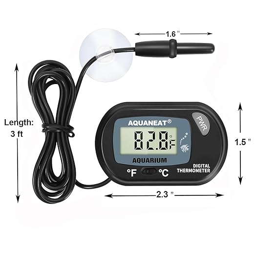 AQUANEAT Aquarium Thermometer, Fish Tank Thermometer, Digital Temperature Test, with Large LCD Display (6 Packs)