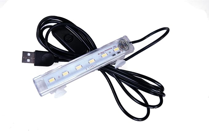 Penn-Plax Cascade Ultra Bright Mini LED Light - Submersible Aquarium Accent Light with 6 White Bulbs - USB Powered with On/Off Switch, Suction Cups or Clip Mount - Great for Desktop & Nano Fish Tanks