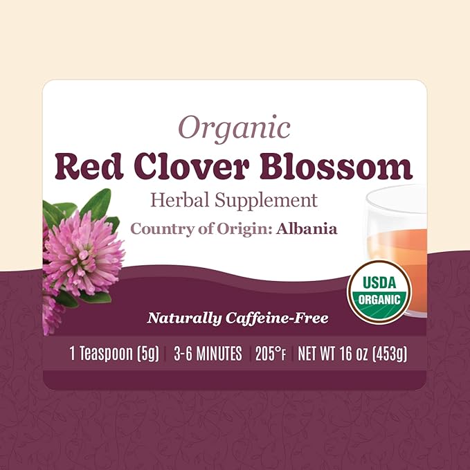 Organic Positively Botanicals Company, Red Clover Blossoms, Herbal Tea Loose Leaf Botanical, 16 Ounce