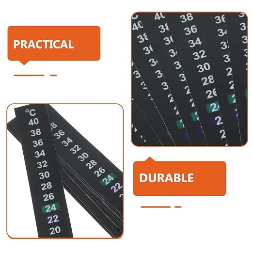 Stick on Thermometer Strip Aquarium Temperature Sticker with Color Changing LCD Display 10-40 Easy Read Adhesive Temperature Indicator for Fish Tanks 10 Pack