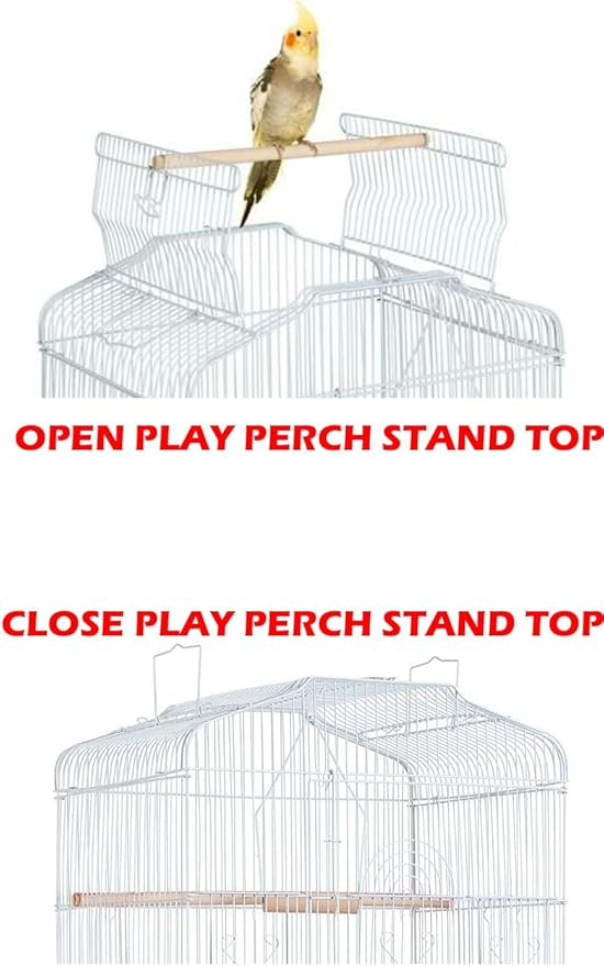 Large Open/Close Top Bird Cage Side Breeding Nest Box Doors Easy Clean Pull Out Tray Clear Feeder Cups for Canary Parakeet Cockatiel Lovebird Finches with Removable Rolling Stand