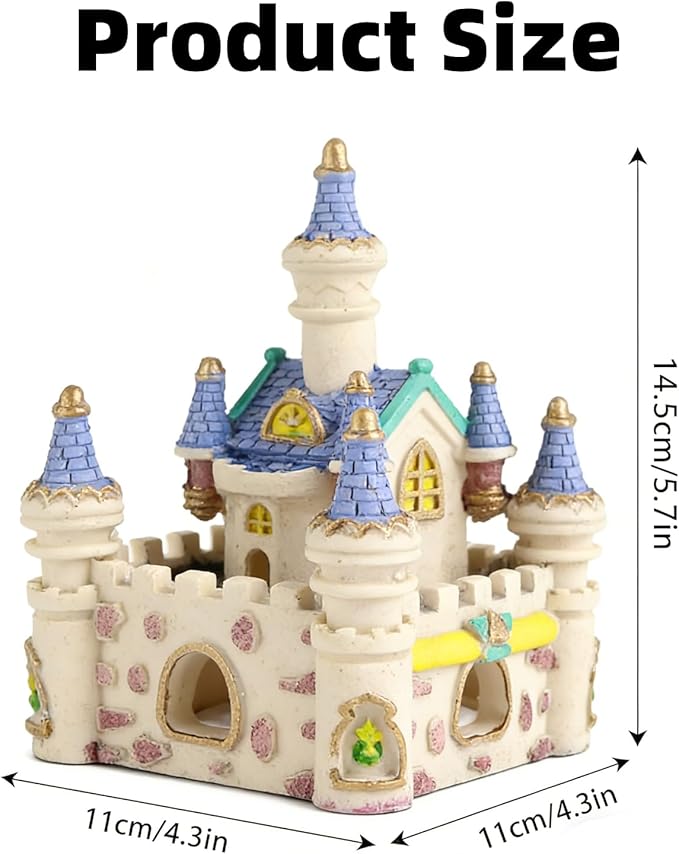 HERCHR Fish Tank Decorations, Castle Cave Hideouts & Resin Aquarium Decor Hiding Cave Ornament Fish Tank Accessories, Safe for Betta Fish