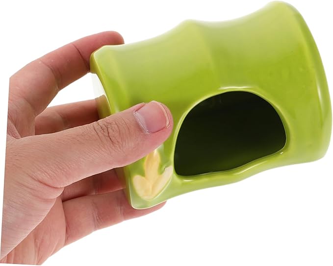 Toyvian Ceramic Hamster Habitat: Bamboo Shaped Hideout Small Animals Hideaway House Cool Bed for Mice Gerbils Small Pet Mouse Mice Rat Summer Hut