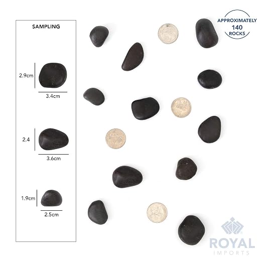Royal Imports River Rocks, Aquarium Gravel – Black 1"- 1.5" - 2 lbs | Decorative Ornamental Vase Filler Pebbles for Potted Plants, Terrariums, Vases, Succulents, Fish Tank Gravel, DIY & Crafting