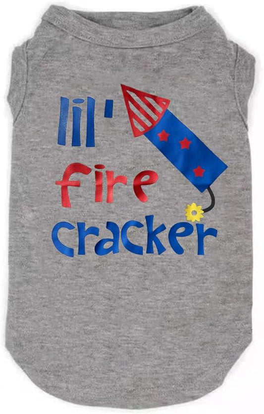 American Flag Popsicle 4th of July Funny Graphic Puppy Clothes Memorial Day, Independence Day, Holiday Dog Clothes for Small Dogs Boy Girl, Pet Cat Outfit (Small, Firecracker)