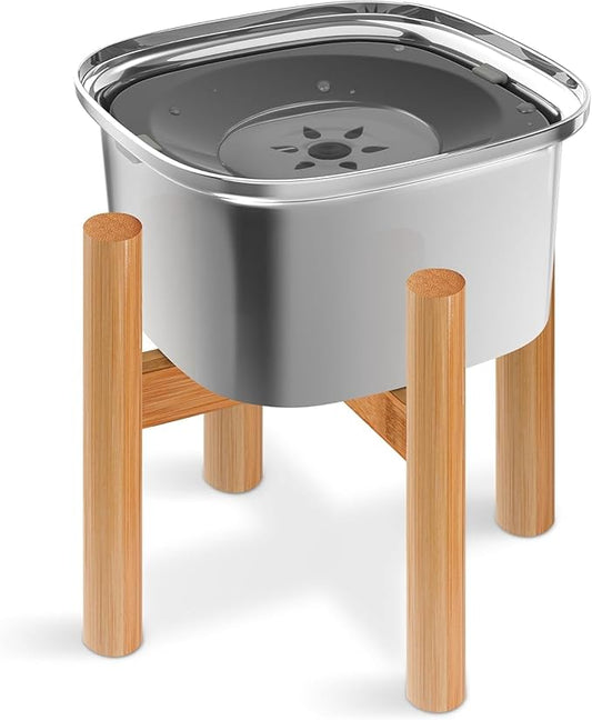 Decflow 3L Elevated Dog Water Bowl, Stainless Steel Raised Food Dispenser with Stand, Large Capacity No Spill Dog Water Bowl for Small, Medium and Large Dogs