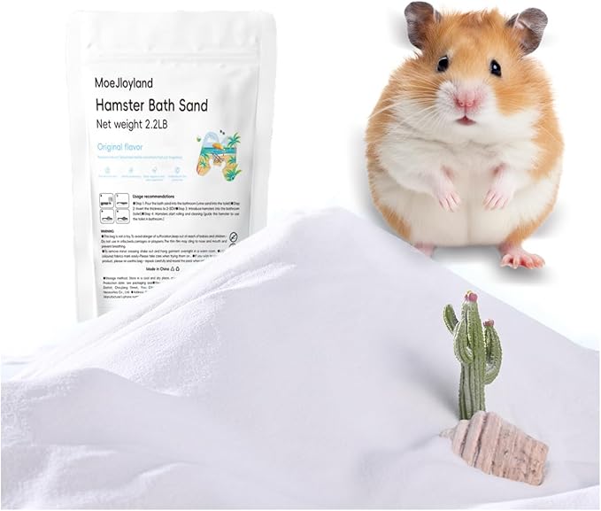 Hamster Sand Bath - Whit Fine Sand Hamster Bedding Reptile Silica Sand Gerbil Hideout for Hamster Chinchillas Gerbil Small Animals Small Pets (White, 2.2 lb)