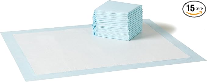 Amazon Basics Disposable Dog Training Pads with Quick-Dry Surface that Turns Liquid into Gel, XL, 34 x 28 Inches, 15-Pack