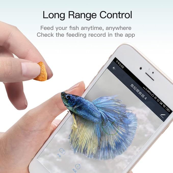 Irfora USB Powered WiFi Intelligent Automatic Aquarium Fish Bowl Food Feeder Home Household Aquarium Intelligent Timing Fish Feeder APP Remotes Control 24 Laguages Compatible with Voice Control