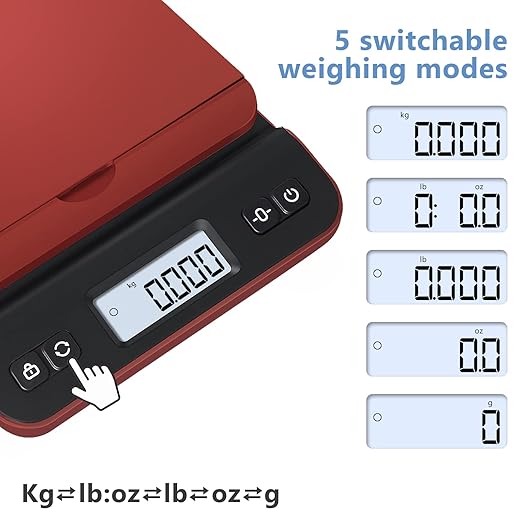 QP Shipping Scale, 86lb/0.1oz Digital Scale for Packages, Postal Scale with Hold/Tare Function, Back-lit LCD Display, Flip-up Holder, Shipping Scale for Small Business, Battery & Tape Measure Included