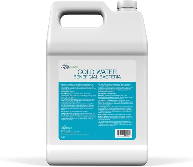 Aquascape Cold Water Beneficial Bacteria for Ponds, 1 Gal / 3.78 L – Maintains Clean and Clear Water in Cooler Temperatures – Safe for Koi, Fish, and Plants, 96021