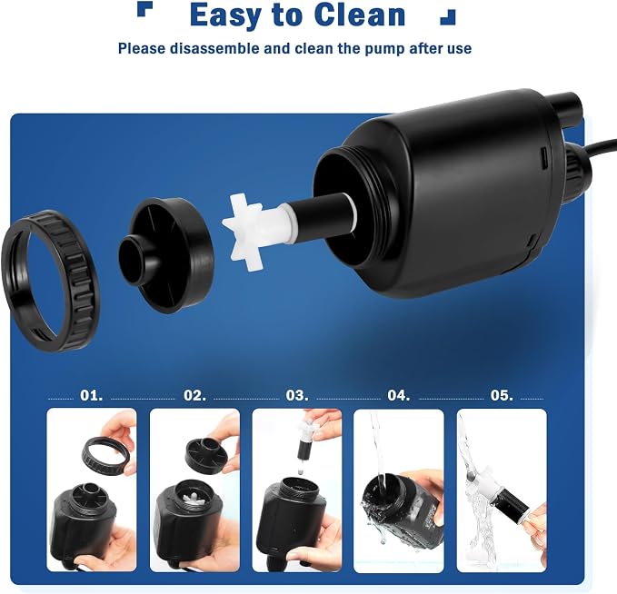 AQQA Electric Aquarium Vacuum Gravel Cleaner, 6 in 1 Fish Tank Vacuum | Automatic Cleaning Tools Kit Water Changer, Multifunction Wash Sand Filter Water Circulation 20W 320GPH 110V