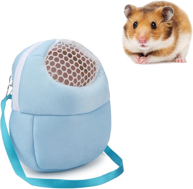 Hypeety Pet Carrier Bag Pet Sling Carrier Backpack Portable Travel Backpack Breathable Outgoing Bag bonding Pouch for Small Pets Hedgehog Hamsters Sugar Glider Chinchilla Guinea Pig (Blue)