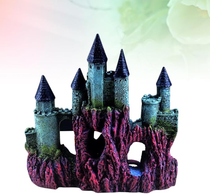 UKCOCO Simulation Castle Ornament Fish Tank Decoration Aquarium Landscaping Castle Made of Resin Easy to Clean Safe for Aquatic Fish Elegant Design and Aquarium Hideouts