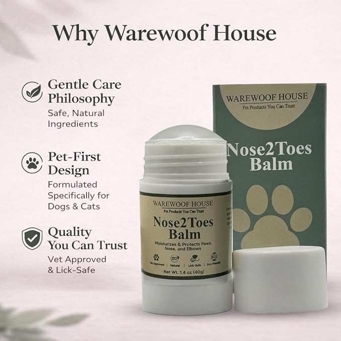 Dog Paw Balm Stick – Lick-Safe Moisturizer & Protector for Dry Cracked Paws, Nose & Elbows | Hot Pavement, Snow & Salt Shield | Beeswax, Coconut Oil & Oat Extract | 1.4 oz