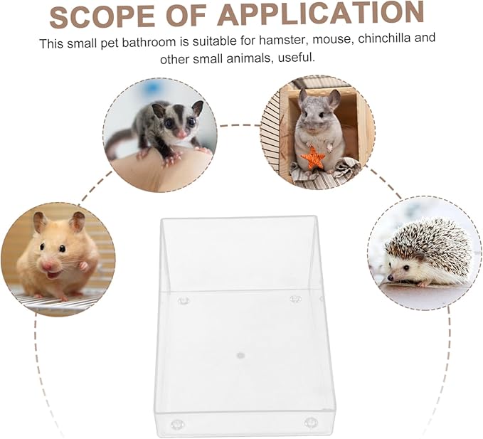 Hamster Sand Bath Box Semi-Closed Acrylic Tub for Dwarf Hamsters Chinchillas and Gerbils Dust Bath Container Cleaning Scoop Easy to Clean