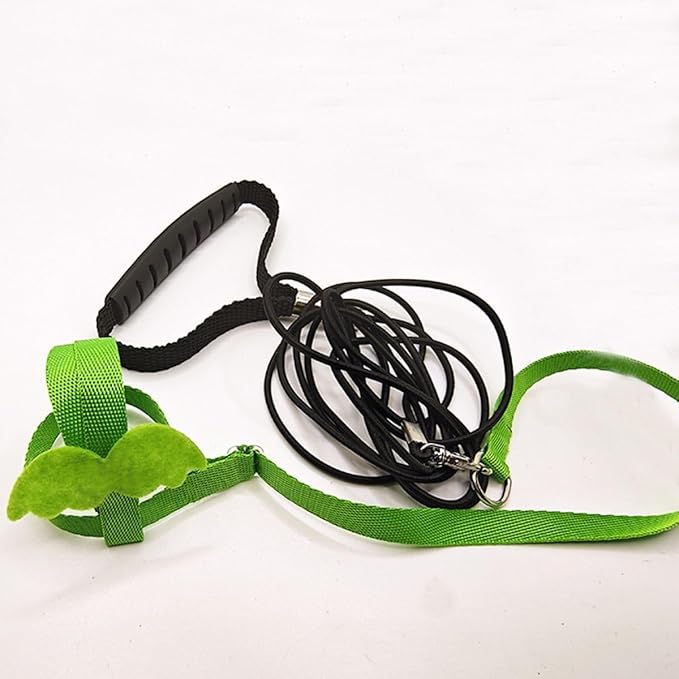 Pet Parrot Bird Harness and Leash, Adjustable Training Design Anti-Bite, Bird Nylon Rope with Cute Wing for Parrots, Suitable for Macaw Cockatoo Cockatiel Lovebird Conure African Grey (Green,M)